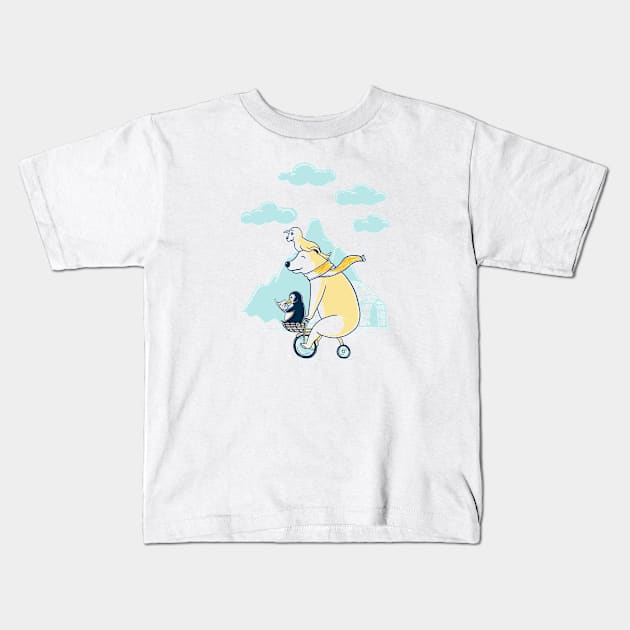 Icy Expedition Kids T-Shirt by monochromefrog